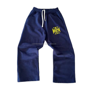 Pantalons de survêtement larges et évasés pour hommes, tendance streetwear, personnalisés, écologiques, respirants, à devant plat, lavés, baggy, à jambes larges - Product Image 4
