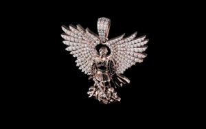 Colgante Personalizado Estilo Hip Hop San Miguel con Diamantes Cultivados en Laboratorio, Plata 925 Chapada en Oro, Joyería de Lujo para Mujer, Corte Brillante IGI - Product Image 6