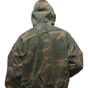 Sudadera con Capucha de Camuflaje para Hombre, Talla Grande, 100% Algodón, Felpa Francesa, Estilo Casual, Ropa Urbana de Otoño - Product Image 4