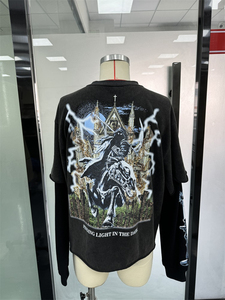 Camisetas de Hombre de Manga Larga, Estilo Vintage, Lavadas, 100% Algodón, Lisas, Estilo Hip Hop, Nueva Llegada - Product Image 5