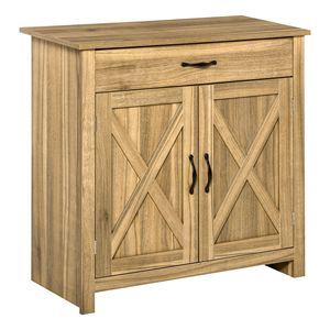 Credenza Villa Oak con anta scorrevole effetto legno naturale e mobile contenitore per cucina, soggiorno e ingresso - Product Image 1