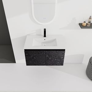 Mobile bagno sospeso da 30 pollici con lavabo in ceramica e anta con chiusura ammortizzata, kit di montaggio (KD) - Product Image 6