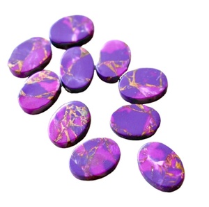 พลอยแบนทรงรีทองแดงสีม่วงสำหรับทำเครื่องประดับแบบ DIY ทำต่างหูแหวนจี้สร้อยคอพลอยหลังเบี้ย - Product Image 1