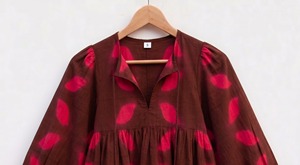 Blusa de algodón para mujer con estampado bohemio indio, teñido anudado, manga globo, borlas, ajuste holgado, transpirable, encaje, venta al por mayor - Product Image 3