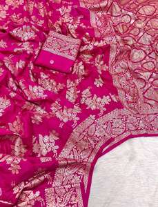 Sari Moderno de Seda Khadi RN, Tejido Suave y Puro, Sari Completo con Blusa con Código de Barras, para Bodas y Fiestas, de Secado Rápido y Sin Arrugas - Product Image 2