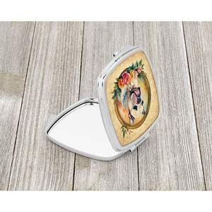 Espejo de maquillaje de viaje con flores de Bulldog inglés compacto para mujer, bolsillo de mano plegable, regalo decorativo para niñas - Product Image 2