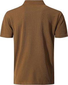 Men's Brown Short Sleeve Cotton Pique Polo Shirt Casual Solid Color Breathable Knitted Regular Fit - Product Image 3