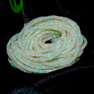 Cuentas facetadas de ópalo de fuego etíope Welo, forma rondel, 4-5 mm, calidad natural AAA+, hilo de 16 pulgadas para la fabricación de joyas - Product Image 4