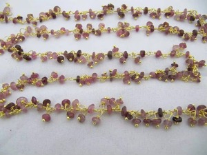 Chaîne pendante en grappe de perles facettées rondes en tourmaline rose naturelle - Product Image 2