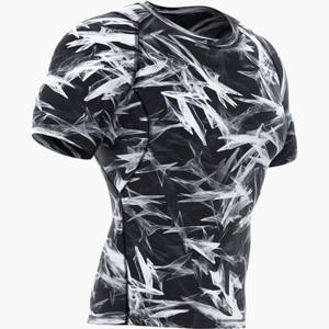 Camiseta de Compresión Sublimada Personalizada al por Mayor para Hombre, Cuello Alto, Manga Corta, Ropa Deportiva de Alta Calidad para Hombre - Product Image 2