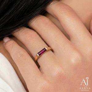 925 Sterling Silver Geometric <b>Emerald</b> Cut Ruby <b>Ring</b> Rhodium/Gold Plated Gemstone <b>Band</b> for Wedding Anniversary Party - Product Image 2