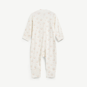 Modal Spandex <b>Bear</b> Print Fitted Footed Baby Romper Long Sleeve Snap for Newborn Unisex ODM Vietnam - Product Image 2