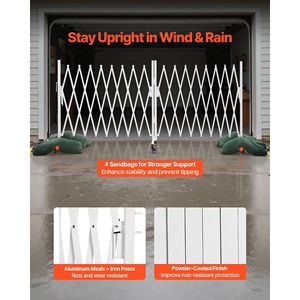 Barriera di Sicurezza Espandibile da 18 Piedi con Ruote Girevoli e Sistema di Bloccaggio - Doppia Barriera Espandibile - Product Image 2