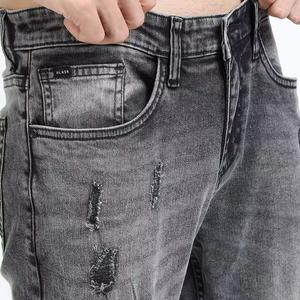 Jean en denim pour homme, couleur unie, coupe slim droite, tricoté, respirant, séchage rapide, personnalisé, idéal pour l'été – Meilleures ventes, prix abordable - Product Image 5