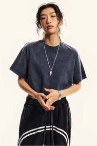 Camiseta Corta de Algodón 100% Vintage para Mujer, 230 g/m², Estilo Desgastado, Lavado Ácido, Verano, Alta Calidad, Marca Maysun - Product Image 2