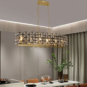 Lampadario a Sospensione Moderno Geometrico Contemporaneo in Cristallo Nero e Oro da 39 Pollici per Sala da Pranzo, Cucina e Soggiorno - Product Image 1