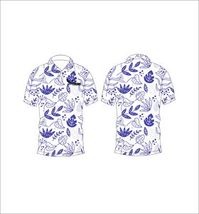 เสื้อโปโลพิมพ์ลายดอกไม้สีน้ำเงินแบบกำหนดเอง เสื้อโปโลแขนสั้นสำหรับกอล์ฟ ชุดกีฬาทีมลำลอง - Product Image 4