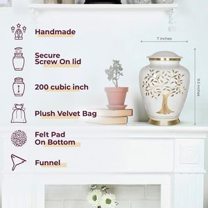 Urne funéraire classique en aluminium pour cendres d'adultes, conteneur commémoratif avec un artisanat décoratif élégant - Product Image 5