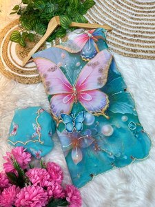 Sari imprimé papillon, tenue indienne pour femme, coupe classique, idéal pour les fêtes et mariages, accompagné d'un chemisier numérique en tissu fluide. - Product Image 5