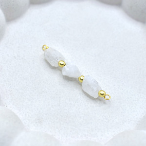 Moonstone Connector Three Stone With <b>Beaded</b> Charm Connector Handmade Gold Plated Birthstone Jewelry Gift For Her - Product Image 4