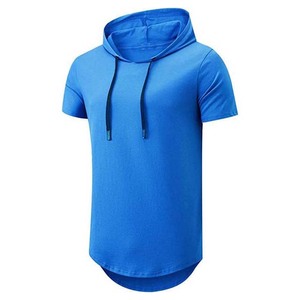 Sudadera con Capucha para Hombre, Deportiva, Casual, Bordada, Personalizable, Azul Sólido, Manga Corta, Cuello Redondo, Estilo Urbano, 100% Algodón - Product Image 1