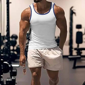 Débardeur de sport pour homme en coton 100% 240 g/m², décontracté, avec logo personnalisé en 3D, sans manches, uni, respirant, à séchage rapide, tissé - Product Image 4