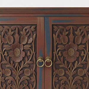 Top Selling Luxury Handcrafted Solid Wood 4 Door Floral Panel <b>Sideboard</b> with Dual Finish for Home Available for Worldwide Supply - Product Image 6