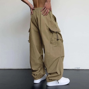 Pantalones Cargo Unisex Verde Oliva con Calefacción, Tallas Grandes, Pierna Ancha, Cintura con Cordón, Ajuste Holgado, Transpirables, Estilo Urbano de Poliéster - Product Image 4