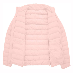 Veste matelassée rose clair pour femme, fermeture éclair intégrale, col montant, rembourrage en polyester, vêtement d'automne - Product Image 3