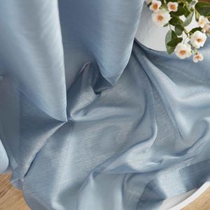 Set di 2 Tende in Voile Semi-Trasparente Blu Polvere con Occhielli, 137 cm L x 213 cm L, per Camera da Letto e Cucina - Product Image 1