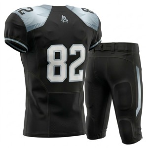 Premium Custom American Football Uniform Set – Matte Black Breathable Mesh Jersey & Integrated <b>Padded</b> Pants OEM - Product Image 2
