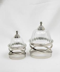 Soporte de Lujo para Tartas con Cúpula de Cristal y Base Metálica con Asa, para Exhibición de Postres en Bodas - Product Image 3