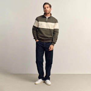 Sudaderas con Cierre de Cremallera de un Cuarto para Hombre, Diseño Color Block, 100% Algodón Felpa, Estilo Urbano, Manga Larga, Servicios OEM - Product Image 4