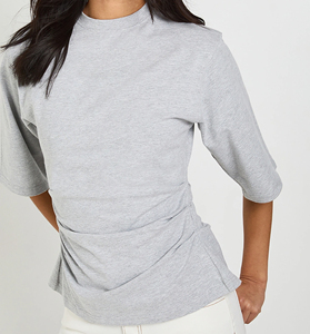 Camiseta de Mujer de Manga Corta con Cuello Redondo, Estilo Urbano, Logotipo Bordado Personalizado, Transpirable, 100% Algodón, para Verano, Gran Venta - Product Image 5