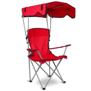 Sedia Pieghevole da Spiaggia con Tettoia, Capacità di Carico 330 LBS, Protezione Solare, Seduta Pieghevole da Campeggio e Giardino - Product Image 1
