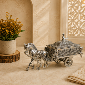 Indian Handcrafted Art Deco Silver Antique Horse Carriage <b>Box</b> Vintage <b>Trinket</b> Chest for Tabletop Centerpiece Home Decor Diwali - Product Image 5