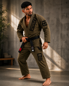 ชุดยิวยิตสู BJJ สีเขียวมะกอกสำหรับผู้ชาย ผ้าฝ้าย ผลิตจากโรงงานโดยตรง รับสกรีนโลโก้ ทนทาน ระบายอากาศได้ดี ไม่หดตัว ชุดศิลปะการต่อสู้ - Product Image 6