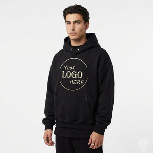 Custom Logo Oversized Hoodie <b>Men's</b> 100% Cotton French Terry Casual Streetwear <b>Pullover</b> Autumn Breathable Front Print - Product Image 2
