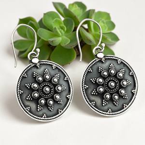 Pendientes Colgantes Vintage Sunburst Silver Mountain SKU7645, Plata de Ley 925, Hechos a Mano, Estilo Boho, Modernos, para Mujer - Product Image 5