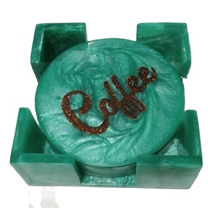 Posavasos de té de café de resina con estilo hecho a mano indio por lametierartz posavasos juego de acrílico posavasos de alta calidad - Product Image 1