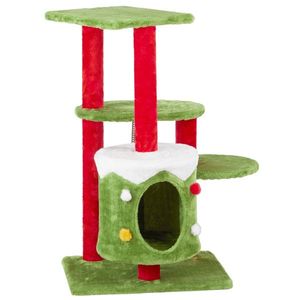 32-Inch Christmas Themed Cat Tower with 3-Level Plush Cat Condo Activity Center for Indoor Cats - Product Image 4