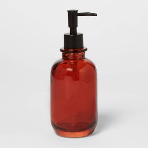 Dispenser in Vetro Ambrato per Sapone Liquido/Lozione Stile Farmacia - Product Image 1