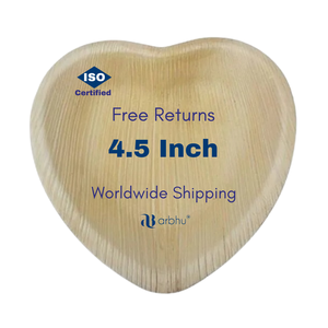 Petites assiettes décoratives jetables en forme de cœur en feuille d'arec pour desserts de fête - Product Image 1