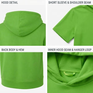 Sweat-shirt à capuche décontracté pour homme en molleton de coton à manches courtes, léger, pour l'extérieur, en coton mélangé basique - Product Image 5