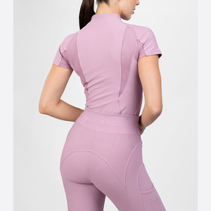 Camiseta de equitación ligera para mujer, con media cremallera, manga corta, transpirable, para montar a caballo - Product Image 2