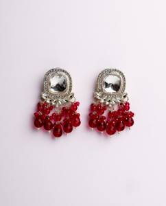 Pendientes de lujo con cuentas en rosa pastel Rani, hechos a mano, de aleación de zinc, tono dorado tradicional, para bodas, estilo étnico Bollywood. - Product Image 2