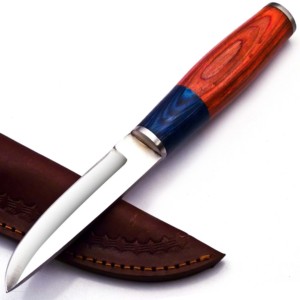 8" Factory Made OEM Cheap Low Price Handmade Carbon Steel Full Tang Walnut Wood Handle Skinner Knife - Product Image 2