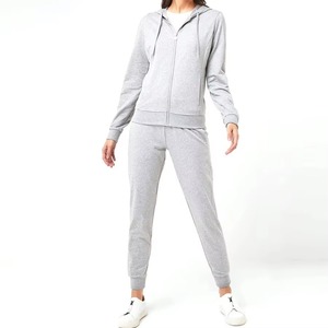 Ensemble de survêtement en polaire zippé pour femme, sweat à capuche et pantalon de jogging décontractés, deux pièces, manches longues, chaud, pour sports d'hiver - Product Image 1