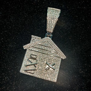 Pendentif Traphouse en Moissanite VVS de haute qualité, testé au diamant, style Hip Hop, en argent massif 925, bijoux fins, entièrement serti de pierres brillantes - Product Image 1