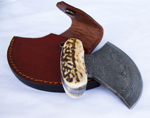 Cuchillos Ulu de Acero de Damasco para Cocina Artesanal, Cuchillos Ulu de Acero de Damasco de Espiga Completa, Cuchillos Ulu de Acero de Damasco de Grado Culinario - Product Image 3